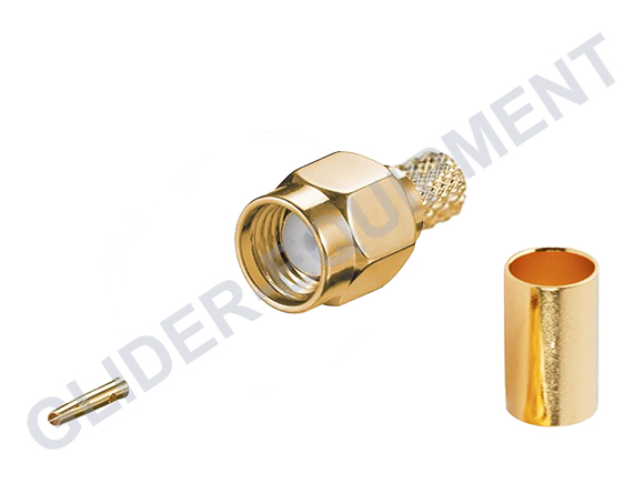 RP-SMA male crimp coax connector RG58, AC5, RG142, RG400 [CX-5013/7755]